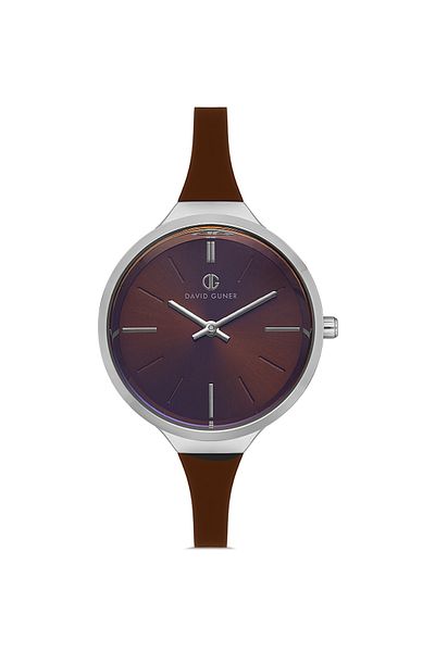 DAVID GUNER Women's Wristwatch Dg-8605Ld-K6 with Silver Coated Brown Dial