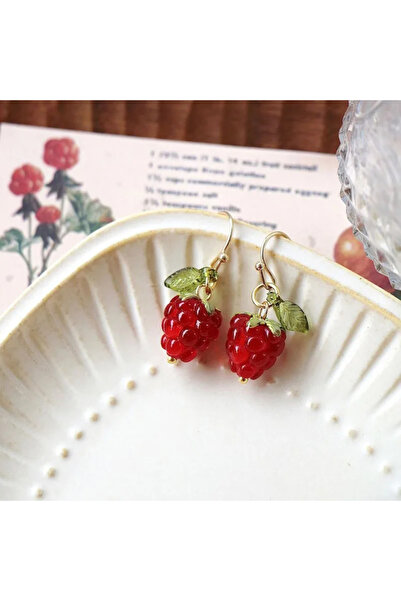 Choice AEH60775A أقراط كورية طويلة من التوت الأحمر للنساء أقراط أنيقة من الفاكهة الحلوة للصيف