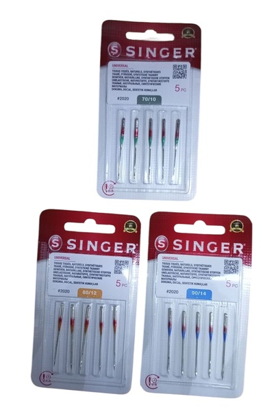 Kezban Tekstil مجموعة إبر ماكينة الخياطة المنزلية من سنجر مكونة من 3 قطع 10-12-14 / 2020