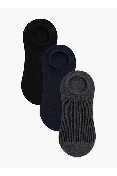 Lee Cooper Logo Print Non-Terry No Show Socks - Set of 3