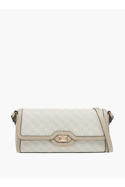 Celeste Monogram Print Crossbody Bag with Flap Closure
