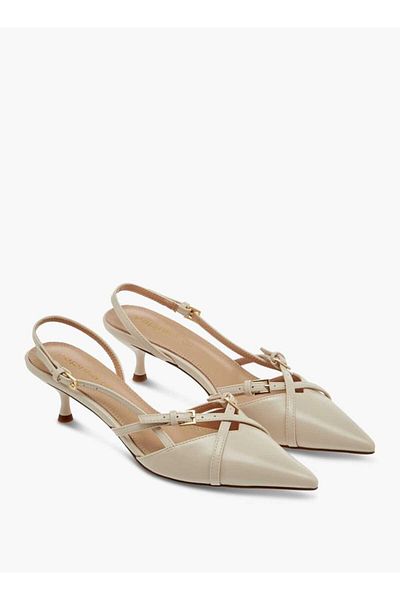 Paprika Paprika Cross Strap Slingback Shoes with Buckle Closure and Kitten Heels