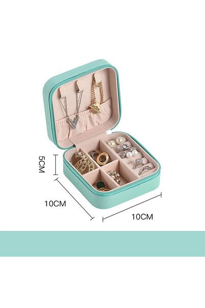 Choice Blue Portable Mini Jewelry Storage Box Travel Organizer Jewelry Case Leather Storage Earrings Neckla