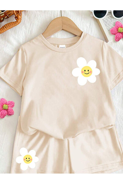 Machetta Girl's Floral Printed T-Shirt Shorts Bottom Top Children's Set