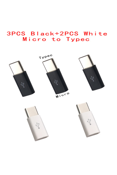 Choice 3 أسود 2 أبيض 1 قطعة/5 قطع محول مايكرو يو إس بي أنثى إلى نوع سي ذكر مح...