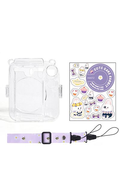 Choice Lavender For Fujifilm Instax Mini 12 Transparent Camera Case With Photo Storage Bag Crystal Shell St