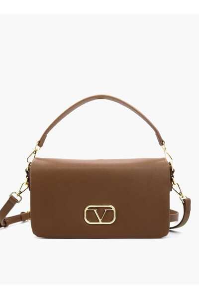 V Italia حقيبة كروس بودي V Italia Solid مع حزام قابل للفصل وقفل بغطاء