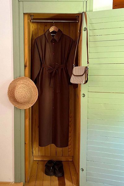 Ceylan Otantik Bitter Brown Shirt Dress