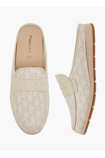 Paprika Paprika Monogram Print Slip-On Mules