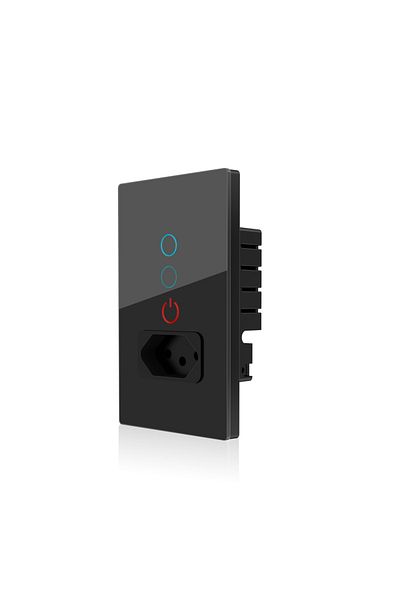 Choice Brazil Plug Socket 2Gang Black Melery Tuya Wifi Smart Brazil Light Switch Wall Socket Plug Outlet To