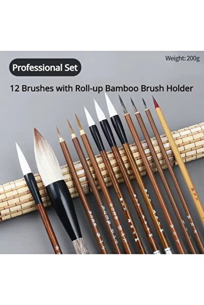 Choice مجموعة فرش الخط الصيني الاحترافية المكونة من 6/9/12/16 فرشاة مع حامل ف...