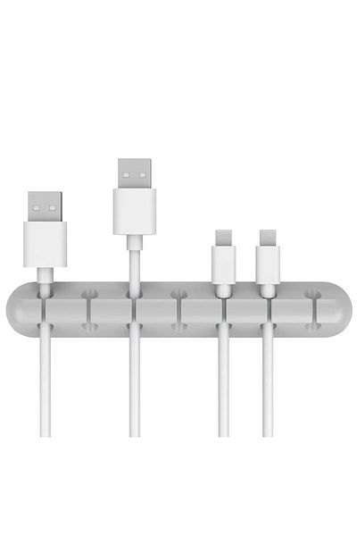 Choice منظم كابل USB من السيليكون NNBILI ذو 7 فتحات باللون الرمادي، لفاف الكابل، مشابك إدارة سطح المكتب، حامل الكابلات