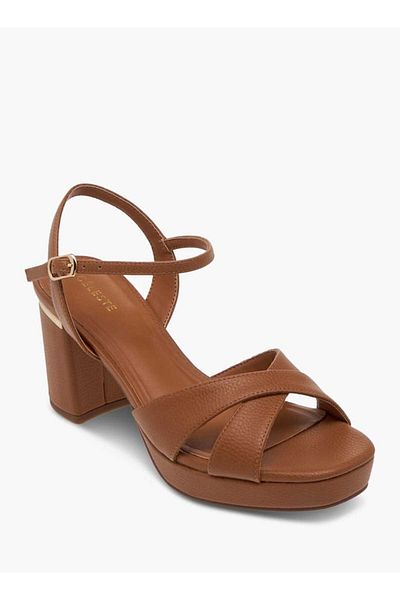 Celeste Women's Textured Sandals with Block Heels and Buckle Closure