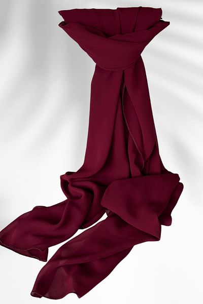 Amine Hüma Chiffon Shawl 75*180 Burgundy