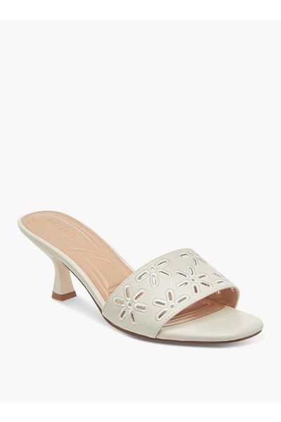 Celeste Women's Flower Embroidered Slip-On Sandals with Kitten Heels