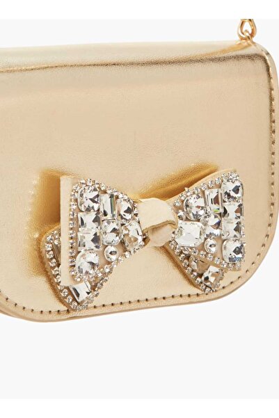 Celeste Celeste Bow Embellished Crossbody Bag with Chain Strap and Button Closure