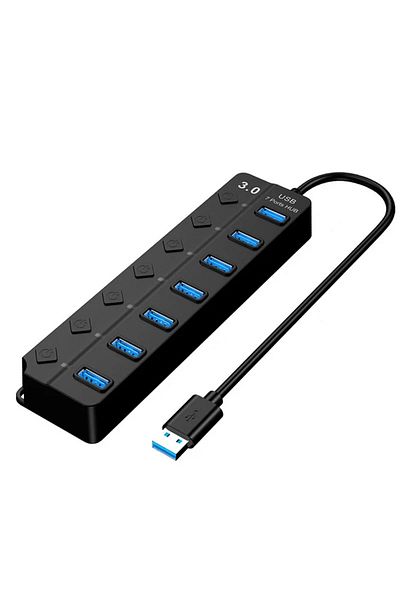 Choice HDL-04 موزع USB3.0 4 منافذ 7 في 1 موزع USB 2.0 4 منافذ 7 في 1 محول USB 2.0 متعدد المنافذ مفتاح طاقة مستقل E