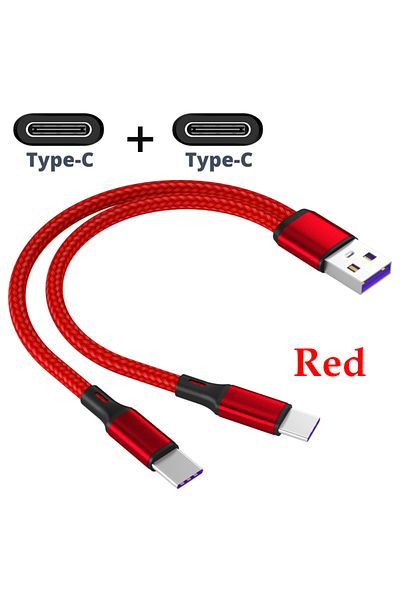 Choice 1.2m red 2type-c 1m 2-in-1 Data Cable Type C Micro Fast Charging Cable Y Splitter 5A Fast Charging C