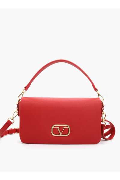 V Italia حقيبة كروس بودي V Italia Solid مع حزام قابل للفصل وقفل بغطاء