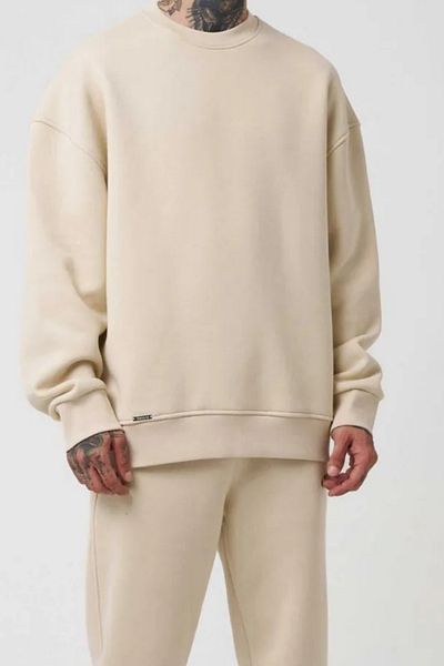ruNadeS Ανδρικό φούτερ με μπεζ λαιμόκοψη Oversize Rose Gold Basic