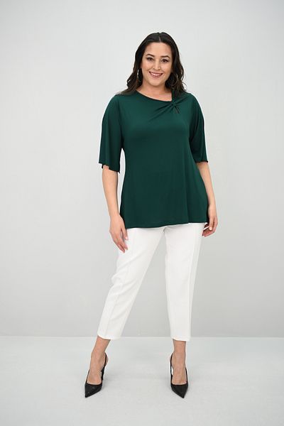 Koza Butik Women's Plus Size Knot Drawstring Detail Blouse 1913-25