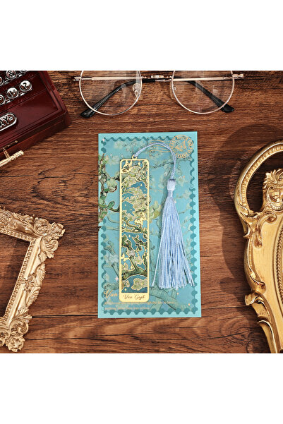 Choice علامة مرجعية معدنية مجوفة برونزية مع شرابة على شكل زهرة المشمش قطعة واحدة