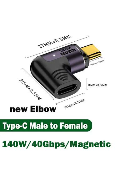 BSN محول USB 4.0 Thunderbolt 3 مغناطيسي 140 واط 40 جيجابت في الثانية USB C إلى Type C 40 جيجابت في الثانية 140 واط 100 واط شحن سريع