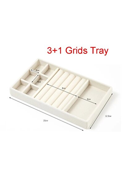 Choice صينية عرض مجوهرات مخملية 3 في 1، حامل مجوهرات أنيق ومنظم للحلقات والأقراط والقلائد