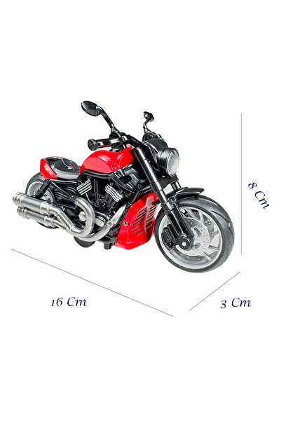 Toyaş Model Motor with Light and Music Pull and Drop Engine Diecast Motor Models Red 16cm