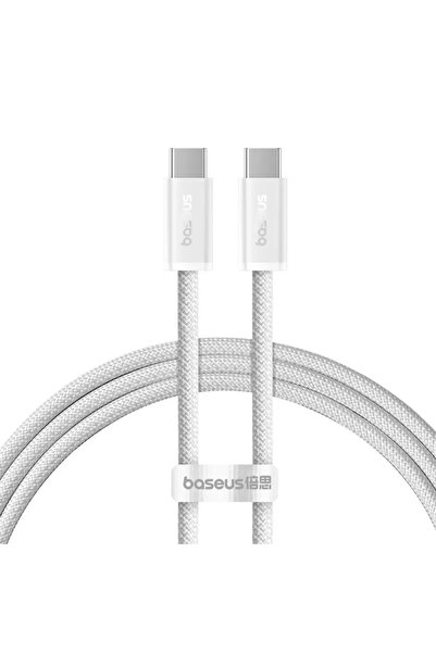 Choice كابل BASEUS بطول 2 متر، أبيض، بقوة 100 واط، من النوع C إلى USB-C، لشحن...