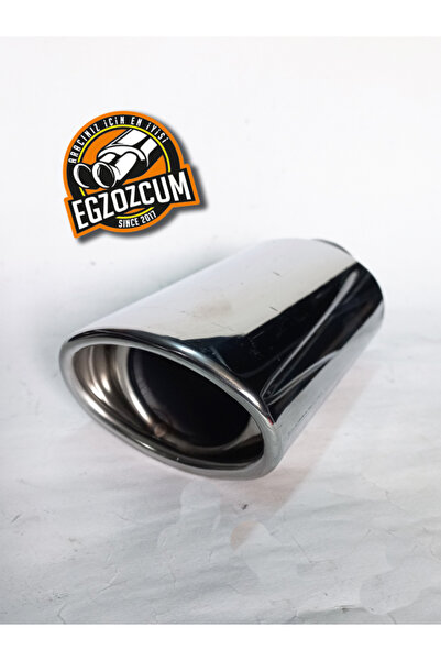 EGZOZCUM 51 Mm Tekli Krom Oval Uzun Yassı Kesik Dolu Sessiz Egzoz Ucu