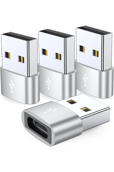 Ninth World Silver 4-Pack USB C Female to USB Male Adapter Type C to USB A Charger Cable Converter,Compatible wi