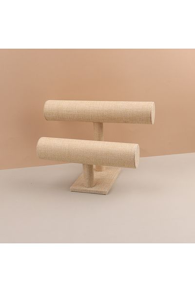 Choice Beige Velvet Jewelry Bracelet Storage Display Chain Watch T-bar Rack Organizer Hard Stand Holder Jew