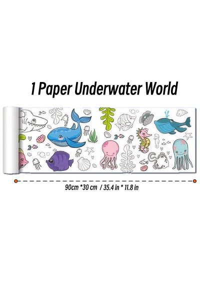 Choice 1 Paper Ocean World 90cm Animal Canvas Children's Drawing Roll DIY Coloring Paper Roll Color Filling