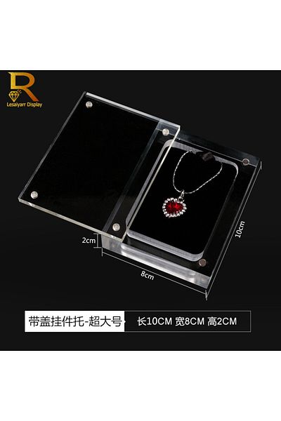 Choice 10X8CM Acrylic Glass Top Gem Box White & Black Showcase Gemstone Casket Diamond Display Stand Holder