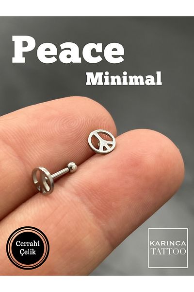 Karınca Piercing Round Peace Symbol Silver Color Piercing