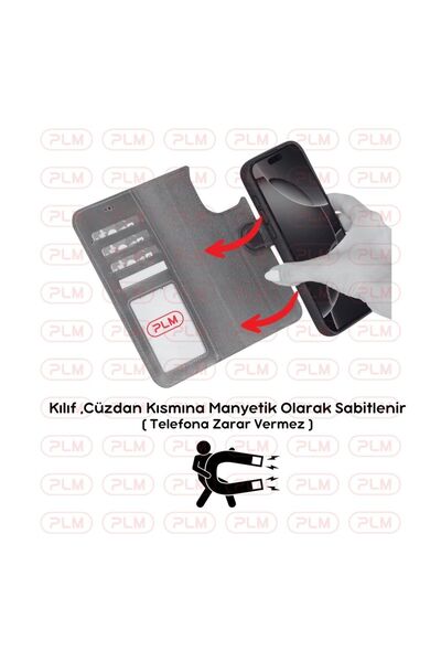 Bouletta Samsung Galaxy S25 Ultra uyumlu, Hakiki Deri, El Yapımı, Cüzdanlı Kılıf, Gölgeli Gri