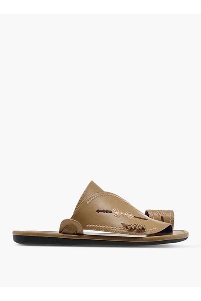 Al Waha Embroidered Slip-On Arabic Sandals with Toe Loop