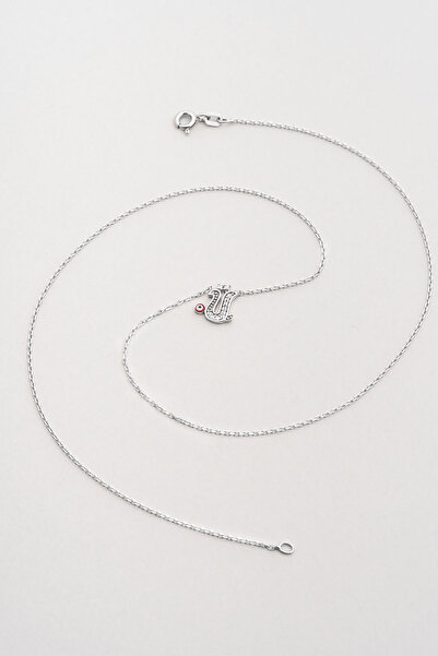 So CHIC... Ü Harfi 18 Ayar Beyaz Altın Kaplama 40 Cm Gümüş Nazar Kolye