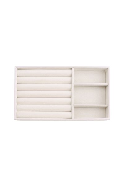 Choice Beige-3slot Velvet Jewelry Box Display Tray Drawer Storage Jewellery Holder For Ring Earrings Neckla