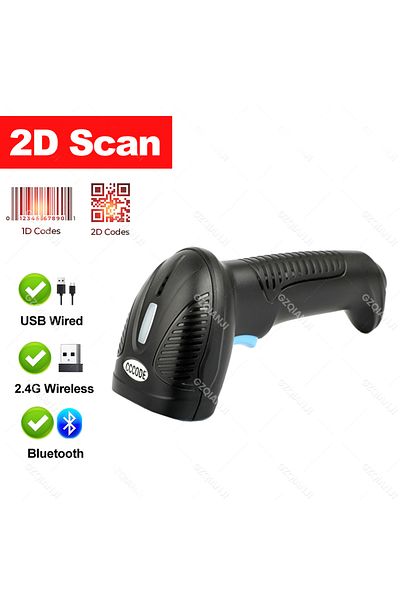 GZQIANJI 1D2D-Bluetooth 1D 2D QR Handheld Barcode Scanner Reader Bar Reader Portable USB Wireless 2.4G Blueto