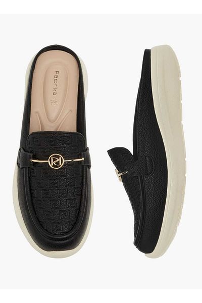 Paprika Paprika Monogram Embossed Slip-On Mules