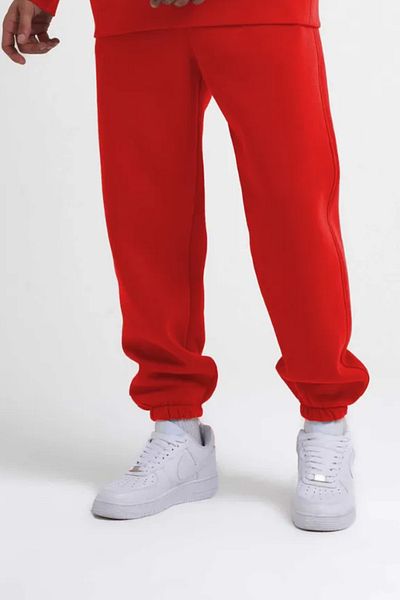 ruNadeS Men's Red Standard Fit Regular Cut 3 Thread Pocket Comfortable Cotton Jogger Sweatpants