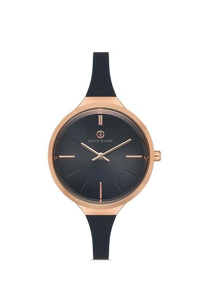 DAVID GUNER Rose Coated Black Dial Women's Wristwatch Dg-8605Ld-R2