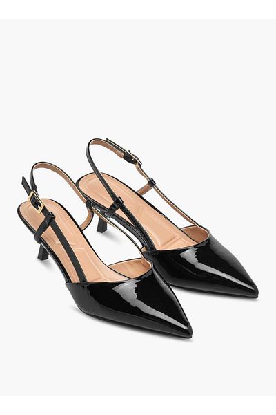 Celeste Women's Pointed Toe Slingback Shoes with Kitten Heels and Buckle Closure