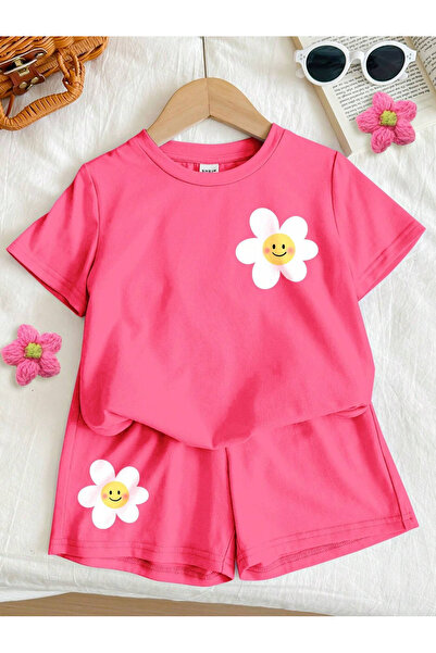 Machetta Girl's Floral Printed T-Shirt Shorts Bottom Top Children's Set