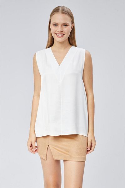 HomeStore Ärmellose Bluse mit V-Ausschnitt