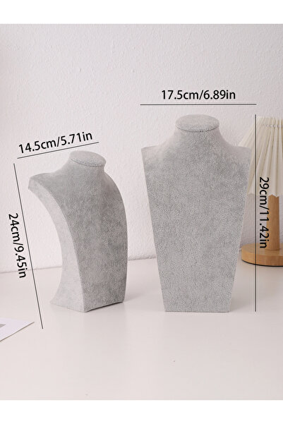 Choice قلادة من المخمل الكتاني باللون الرمادي مقاس L سلسلة قلادة مجوهرات حامل عرض للصدر والرقبة من Mannequin