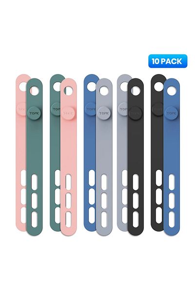 Choice Mixed Color 10 PCS TOPK Silicone Cable Ties Assorted Color Reusable Heavy Duty Cable Organizer Manag