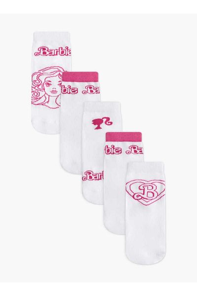 Barbie Print Non-Terry Ankle Length Socks - Set of 5